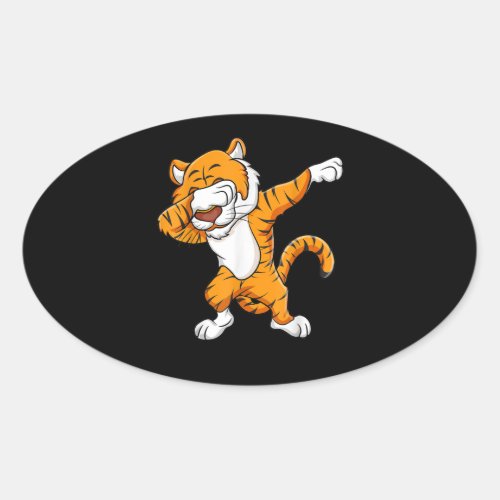 Dabbing Tiger Squad  Football Mascot Funny Dab Oval Sticker