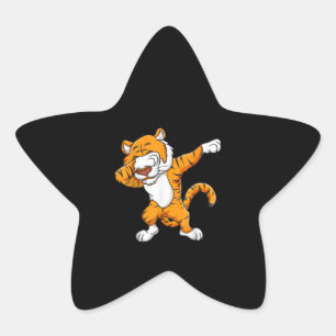 Dabbing Tiger Squad Football Mascot Funny Dab Star Sticker