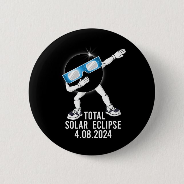 Dabbing Total Solar Eclipse 04.08.2024 Fun Dab Boy Button (Front)