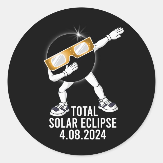Dabbing Total Solar Eclipse 04.08.2024 Fun Dab Boy Classic Round Sticker (Front)