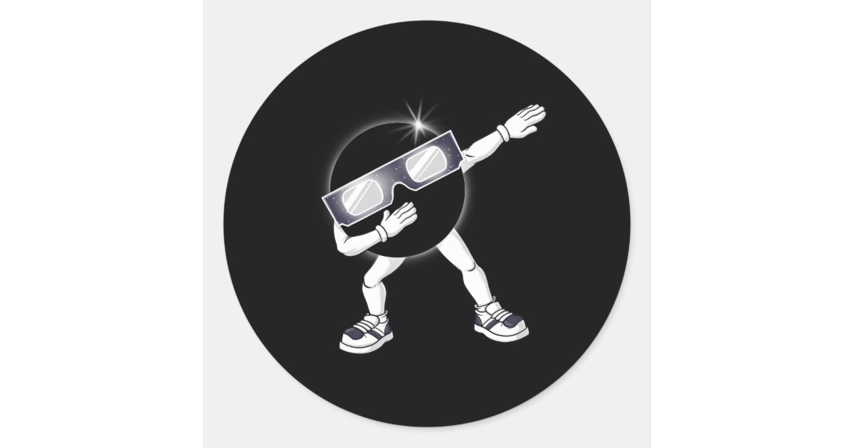 Dab Sticker Dabbing Total Solar Eclipse 2024 Fun Dab Boys Girl Classic Round ...