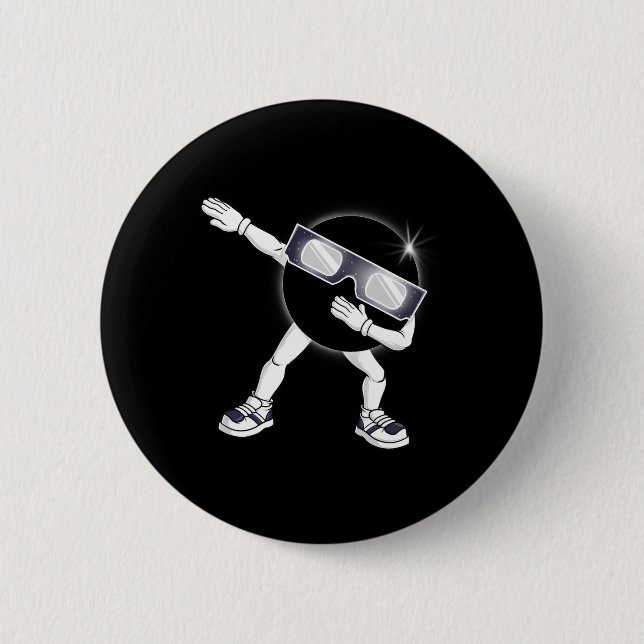 Dabbing Total Solar Eclipse 2024 Totality Dab Kids Button (Front)