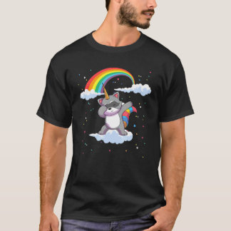 Dabbing Trash Panda Rainbow Raccoonicorn Unicorn R T-Shirt