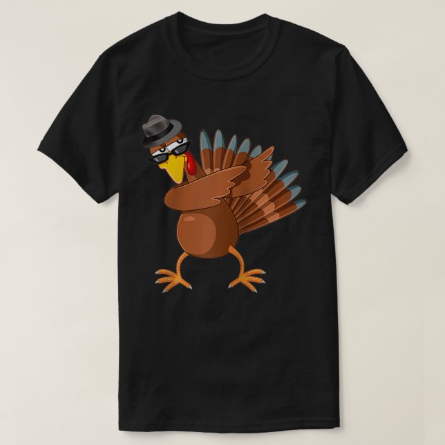 Dabbing Turkey  Thanksgiving Boys Kids Men Turkey  T-Shirt (Design Front)