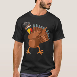 Dabbing Turkey  Thanksgiving Boys Kids Men Turkey  T-Shirt