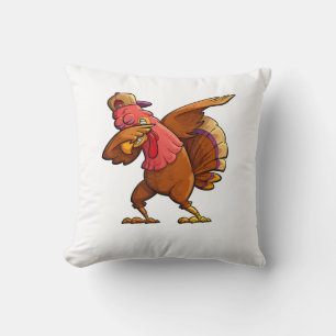 Dabbing Turkey Thanksgiving Boys Men Throw Pillow