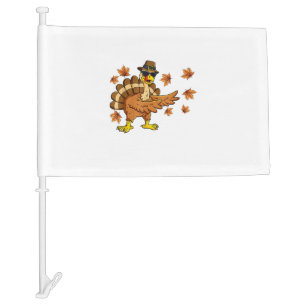 Dabbing Turkey Thanksgiving Day Gifts Pilgrim Boys Car Flag