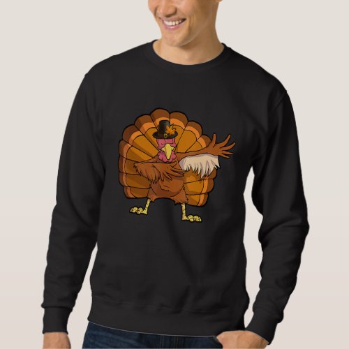Dabbing Turkey Thanksgiving Day Pilgrim Boys Girls Sweatshirt