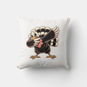 Dabbing Turkey Thanksgiving Day Pilgrim Boys Girls Throw Pillow