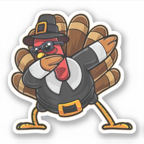 Dabbing Turkey Thanksgiving Day Pilgrim Funny Dab Sticker