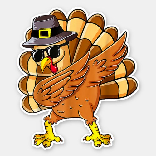 Dabbing Turkey Thanksgiving Day Pilgrim Funny Dab Sticker