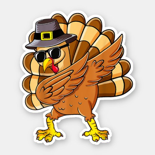 Dabbing Turkey Thanksgiving Day Pilgrim Funny Dab Sticker