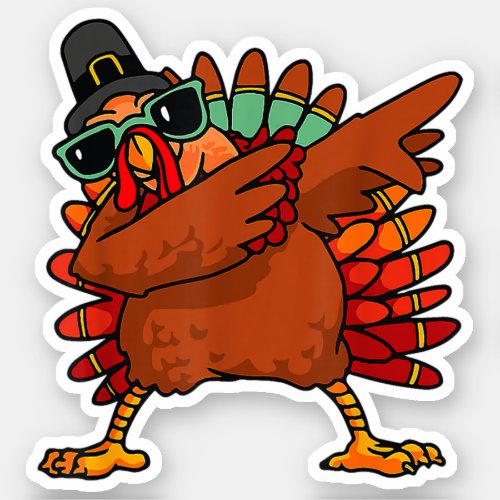 Dabbing Turkey Thanksgiving Day Pilgrim Funny Dab Sticker