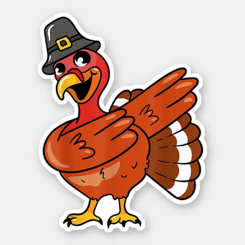 Dabbing Turkey Thanksgiving Day Pilgrim Sticker