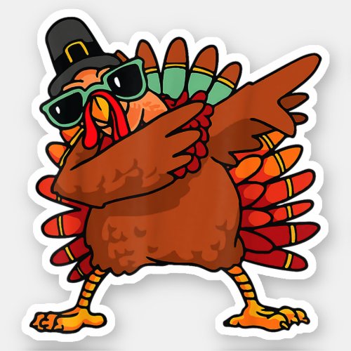 Dabbing Turkey Thanksgiving Day Pilgrim Sticker