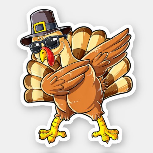 Dabbing Turkey Thanksgiving Day Pilgrim Sticker