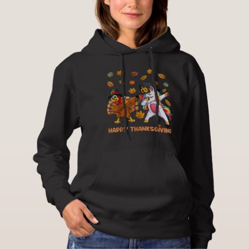 dabbing Turkey Unicorn Thanksgiving For Girls Pilg Hoodie