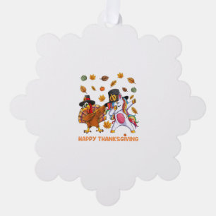 dabbing Turkey Unicorn Thanksgiving For Girls Pilg Ornament Card