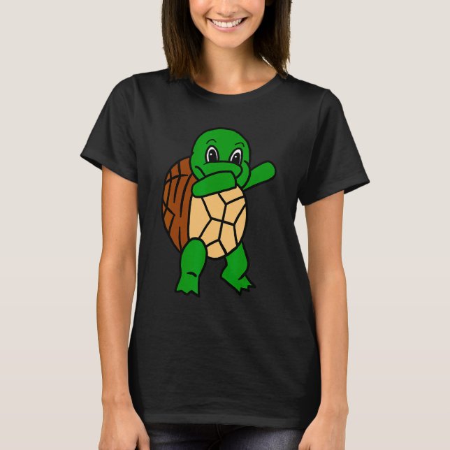 Dabbing Turtle Dab Dance Funny Tortoise Reptile Pu T-Shirt (Front)