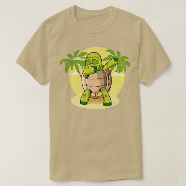 Dabbing Turtle Dancing turtle reptile beach T-Shirt (Design Front)