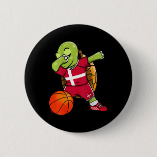 Dabbing Turtle Denmark Jersey Danish Sketll Lovers Button