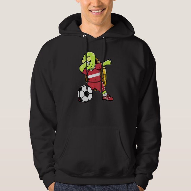 Dabbing Turtle Latvia Soccer Fans Jersey Latvian F Hoodie (Front)