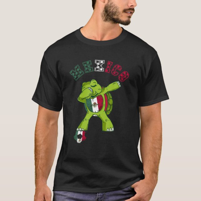 Dabbing Turtle Mexico Mexican Soccer Team Mexican T-Shirt (Front)