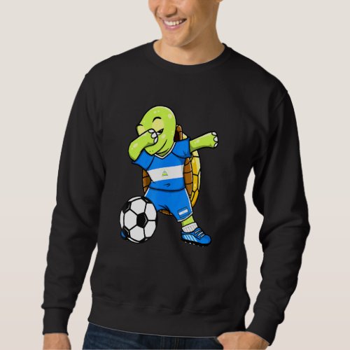 Dabbing Turtle Nicaragua Soccer Fans Jersey Flag F Sweatshirt