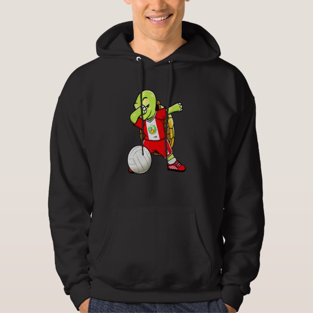 Dabbing Turtle Peru Volleyball Fans Jersey Peruvia Hoodie (Front)