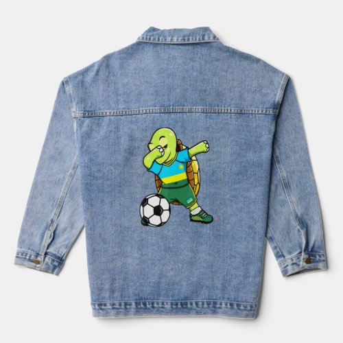 Dabbing Turtle Rwanda Soccer Fans Jersey Rwandan F Denim Jacket