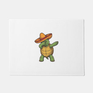 Dabbing Turtle Sombrero Vintage Vector Design_1 Doormat