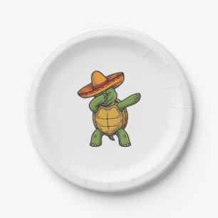 Dabbing Turtle Sombrero Vintage Vector Design_1 Paper Plates