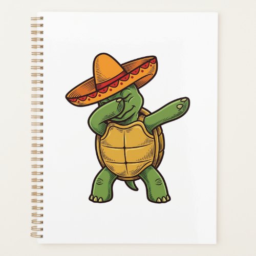 Dabbing Turtle Sombrero Vintage Vector Design_1 Planner