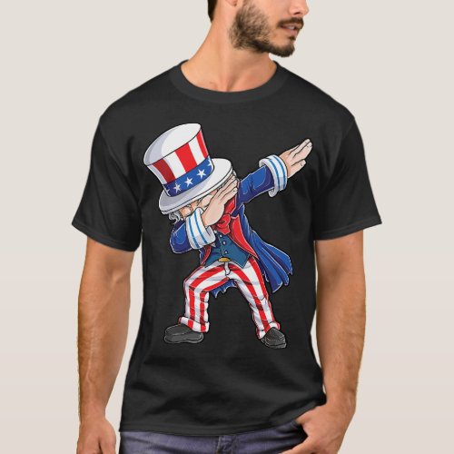 Dabbing Uncle Sam 4th Of July Boys Girls Men Ameri T_Shirt