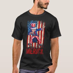 Dabbing Uncle Sam 4th Of July Boys Men American Fl T-Shirt