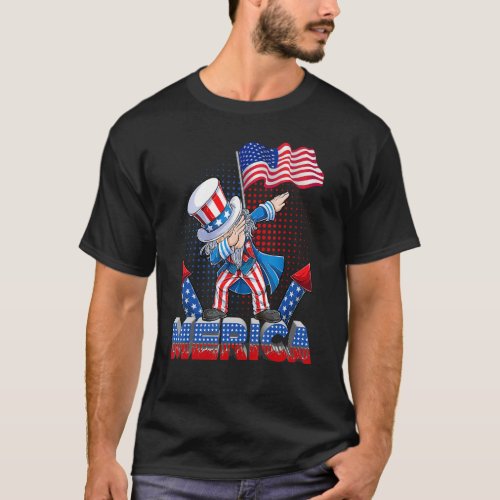Dabbing Uncle Sam 4th of July Patriotic Usa Americ T_Shirt