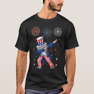 Dabbing Uncle Sam Fireworks 4th Of July Kids Boys  T-Shirt