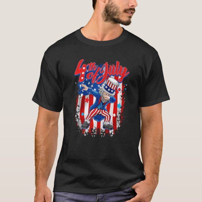Dabbing Uncle Sam  Fourth Of July T-Shirt (Front)