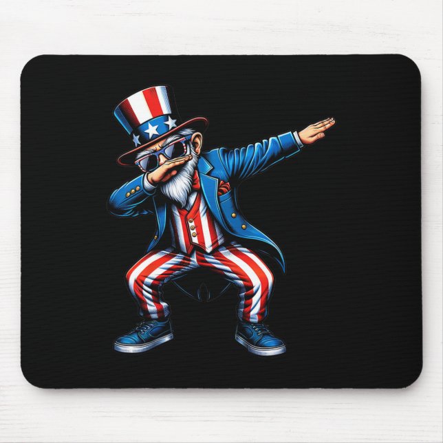Dabbing Uncle Sam Funny 4th Of July Patriotic Boys Mouse Pad (Front)