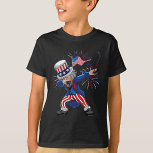 Dabbing Uncle Sam Ice Hockey Puck Indepedence Day T-Shirt