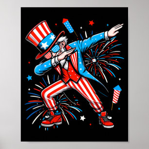 Dabbing Uncle Sam Independence Day American Flag Poster