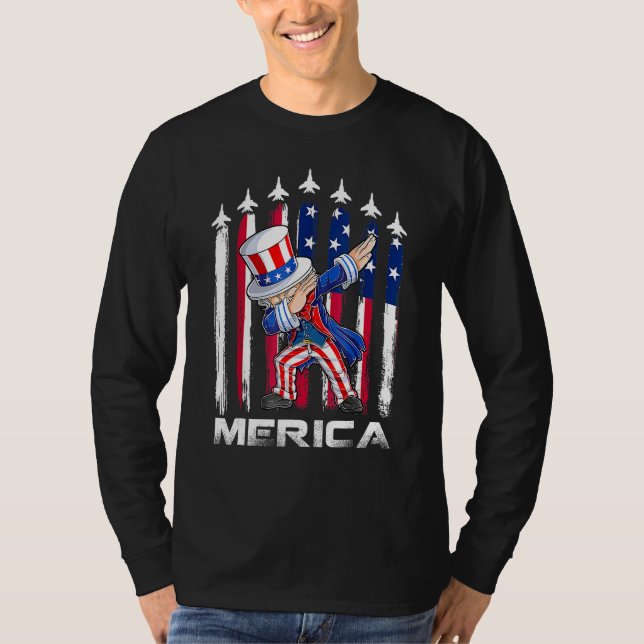 Dabbing Uncle Sam Merica 4th Of July Kids Boys Men T-Shirt (Front)