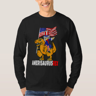 Dabbing Uncle Sam Riding Dinosaur Rex 4th Of July T-Shirt