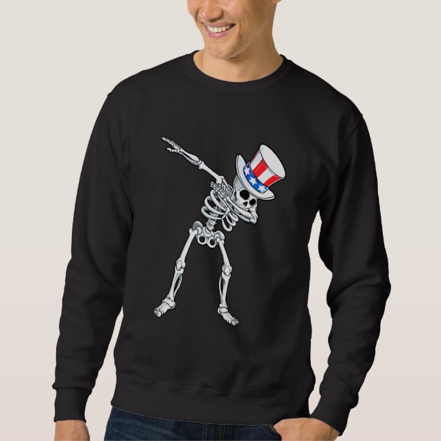 Dabbing Uncle Sam Skeleton 4th Of July Sweatshirt (Front)
