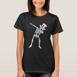 Dabbing Uncle Sam Skeleton 4th Of July T-Shirt