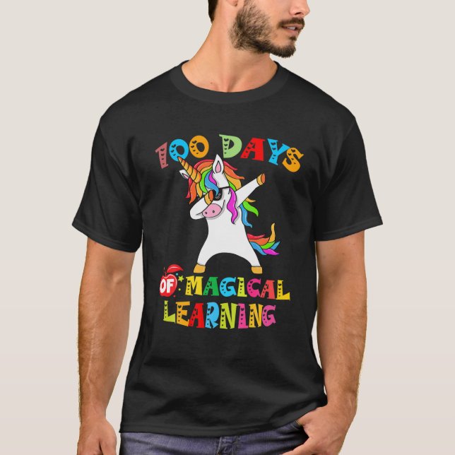 Dabbing Unicorn 100 Days Of Magical Learning 100Th T-Shirt (Front)