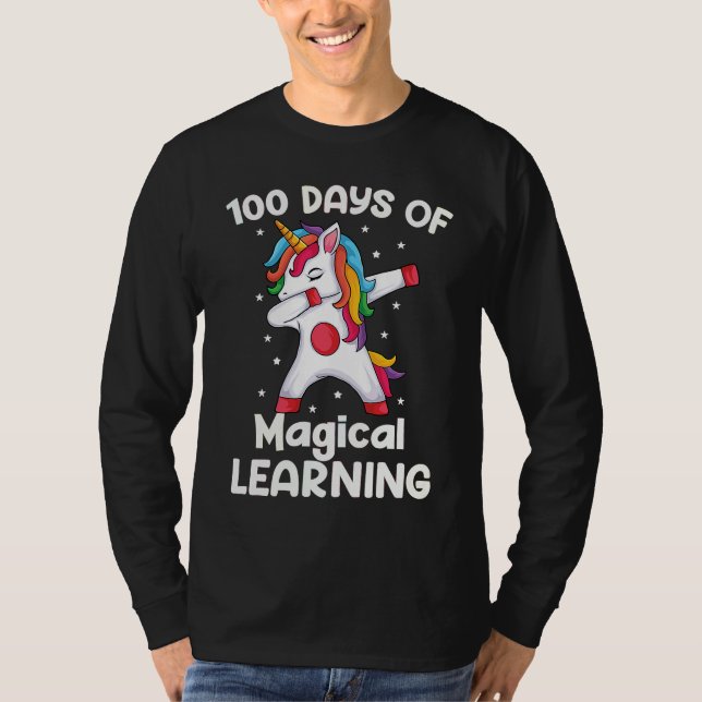 Dabbing Unicorn 100 Days of Magical Learning  Girl T-Shirt (Front)