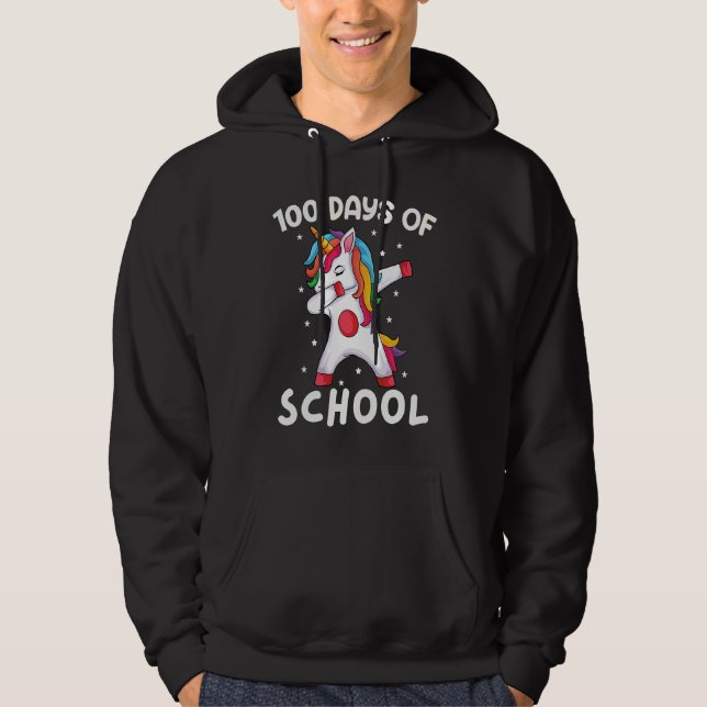 Dabbing Unicorn 100 Days of School  Girls Dabbing  Hoodie (Front)