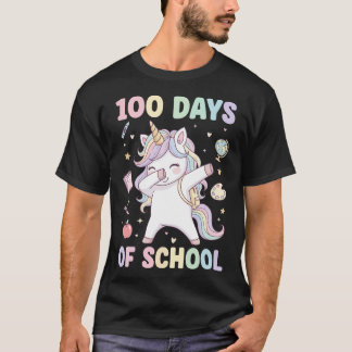 Dabbing Unicorn 100 Days of School Kids Teachers T-Shirt