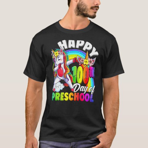 Dabbing Unicorn 100th Day Of School Cute Preschool T_Shirt